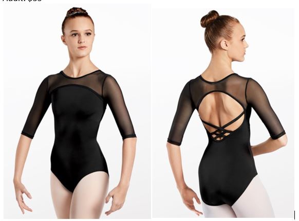 Mesh Sleeve Leotard - Black - MT12046 Main Image